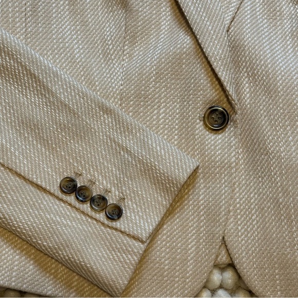 🔆 Ann Taylor Bone Natural Cream Textured Weave Work Blazer Size 8p Petite NWOT - Picture 7 of 11